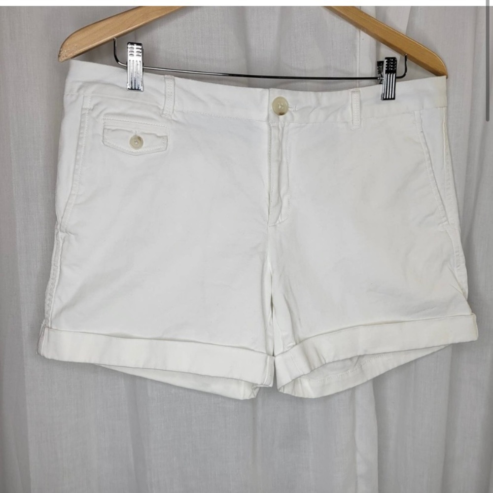 Banana Republic White Cuffed Chino 5" Shorts, 10